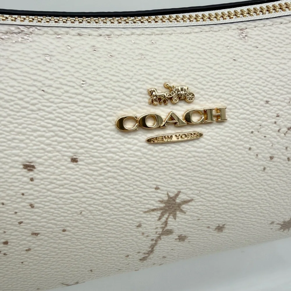 Coach Charlotte Shoulder Bag With Star Print Chalk Gold